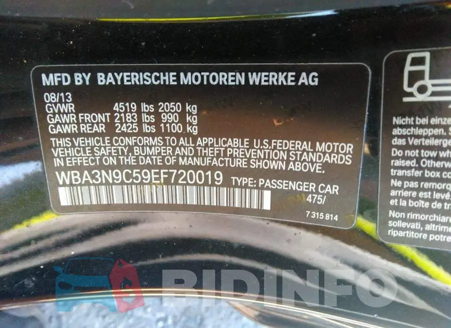 WBA3N9C59EF720019 Photo# 9