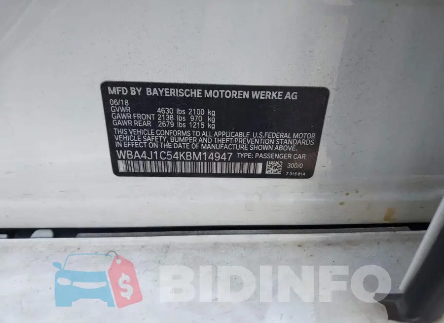 WBA4J1C54KBM14947 Photo# 9