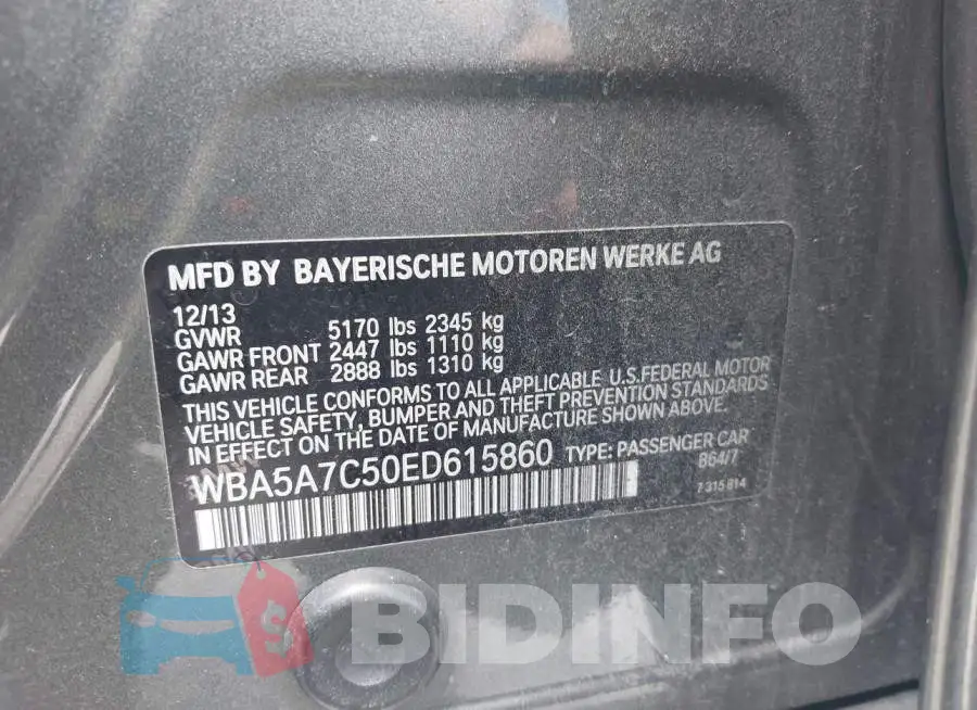WBA5A7C50ED615860 Photo# 9