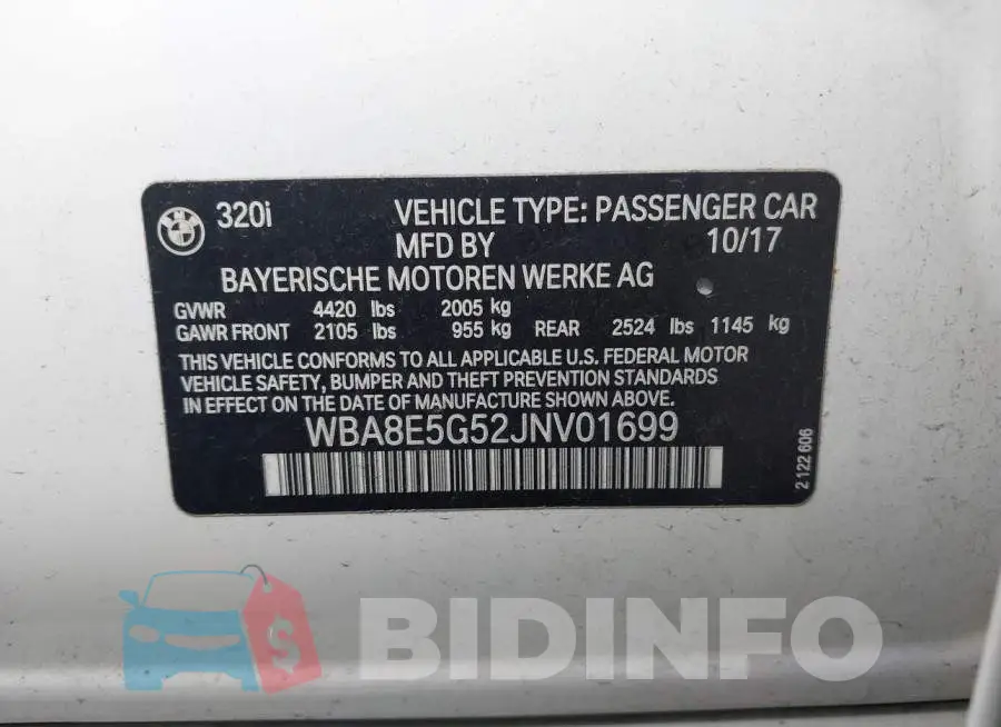 WBA8E5G52JNV01699 Photo# 9