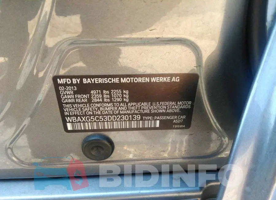 WBAXG5C53DD230139 Photo# 9