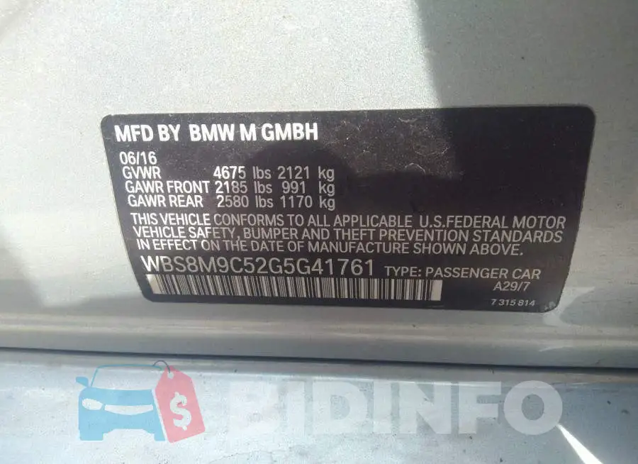 WBS8M9C52G5G41761 Photo# 9