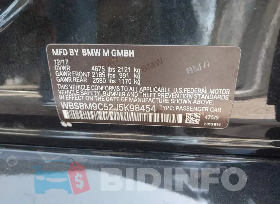 WBS8M9C52J5K98454 Photo# 9