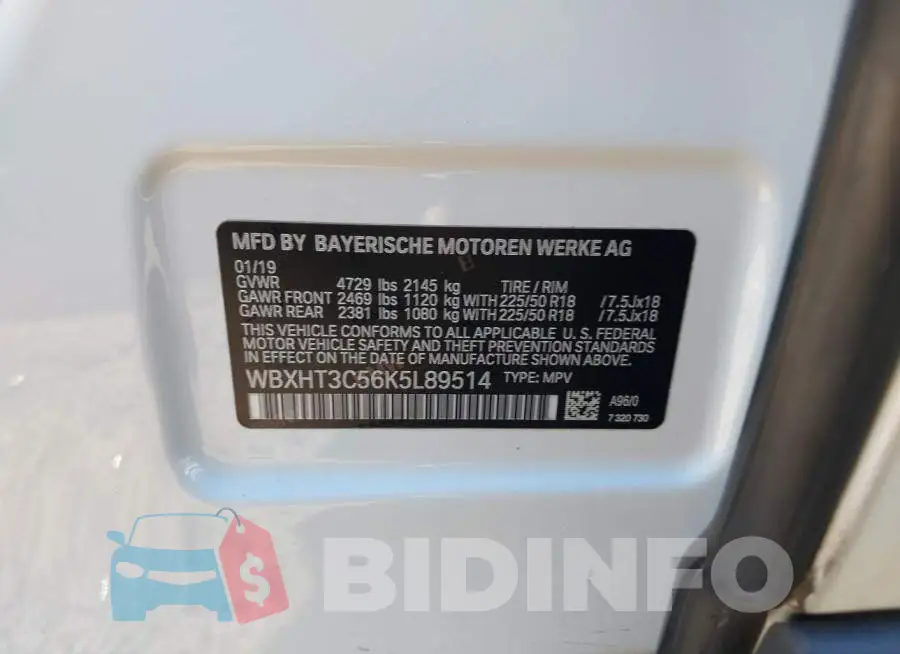 WBXHT3C56K5L89514 Photo# 9