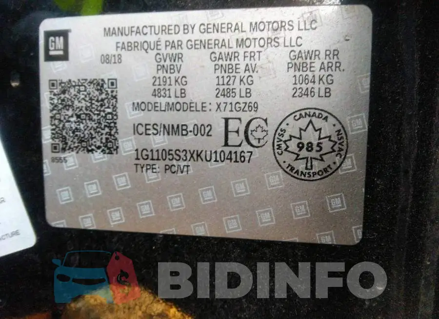 1G1105S3XKU104167 Photo# 9