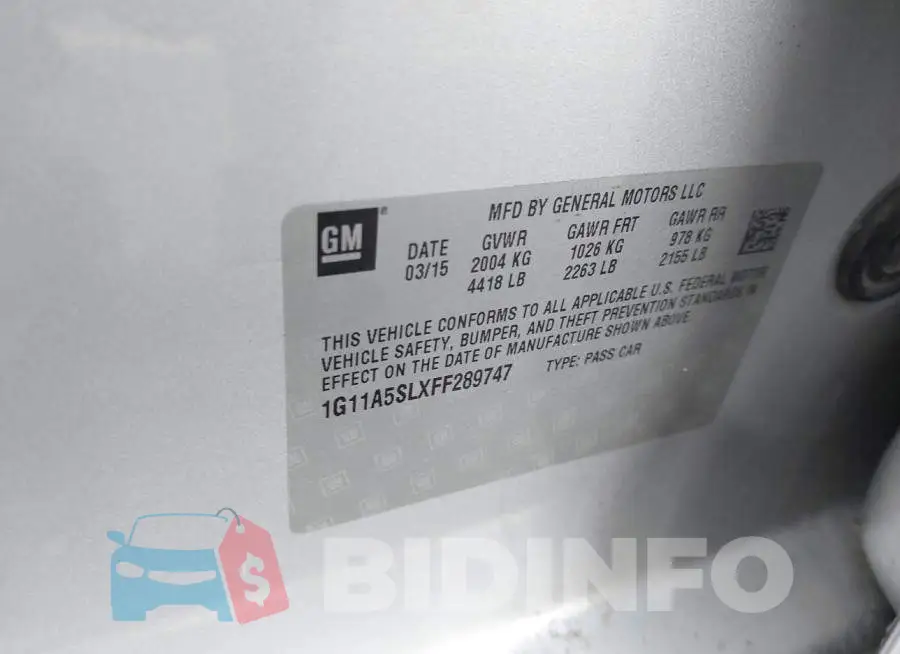 1G11A5SLXFF289747 Photo# 9