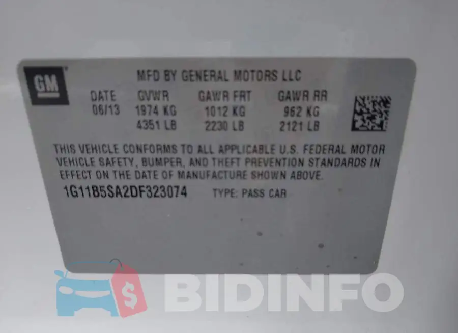 1G11B5SA2DF323074 Photo# 9