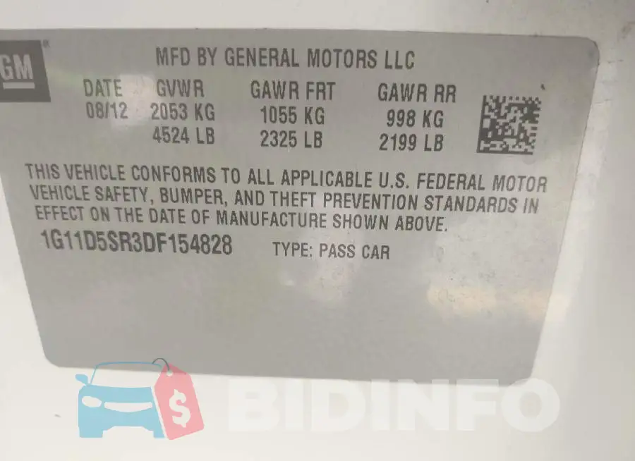 1G11D5SR3DF154828 Photo# 9