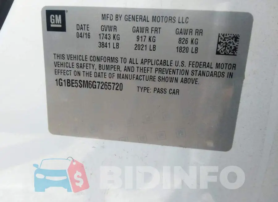 1G1BE5SM6G7265720 Photo# 9