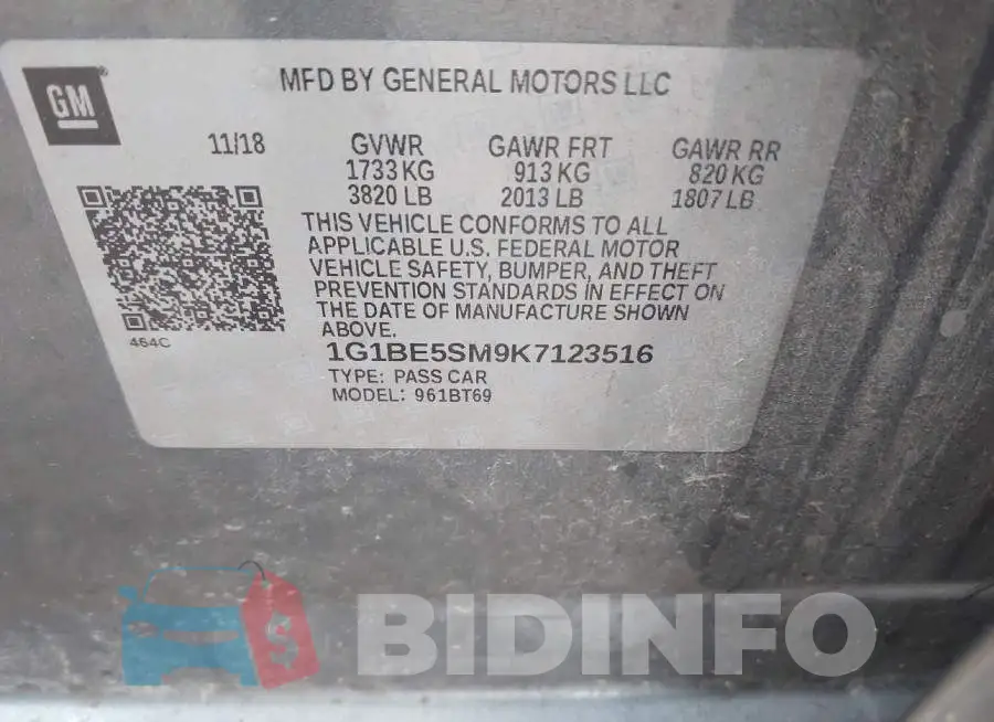 1G1BE5SM9K7123516 Photo# 9