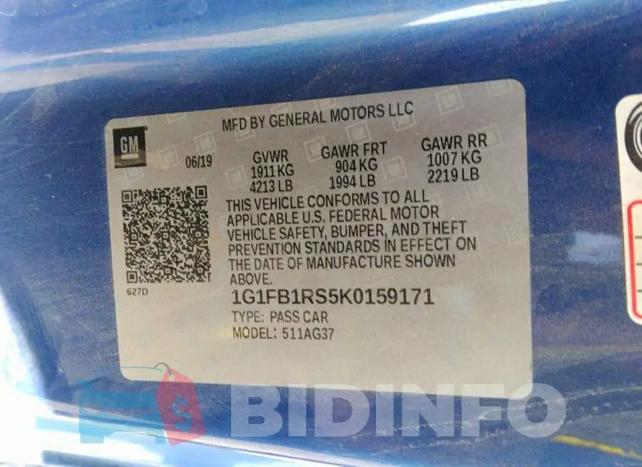 1G1FB1RS5K0159171 Photo# 9