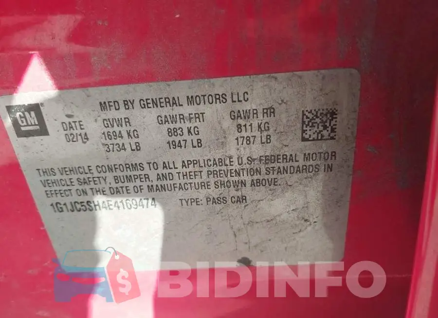 1G1JC5SH4E4169474 Photo# 9