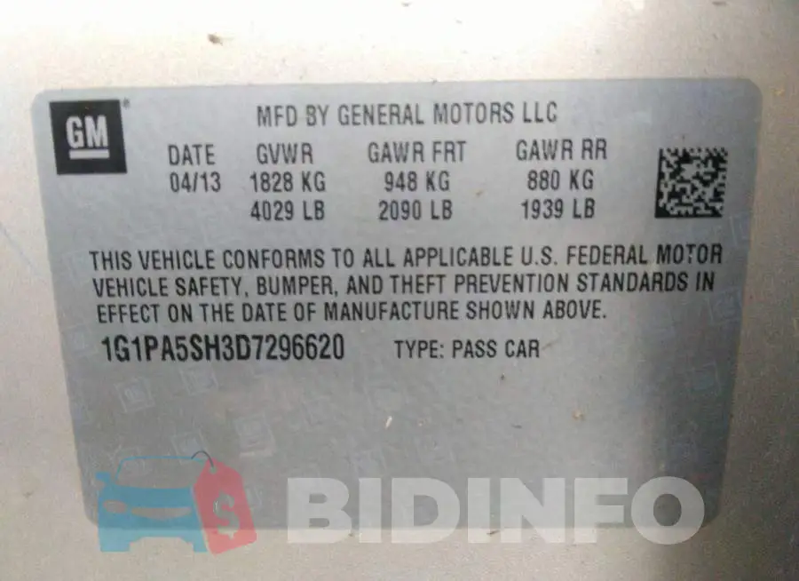 1G1PA5SH3D7296620 Photo# 9