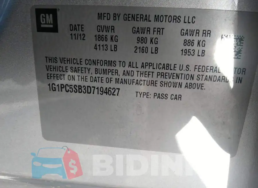 1G1PC5SB3D7194627 Photo# 9