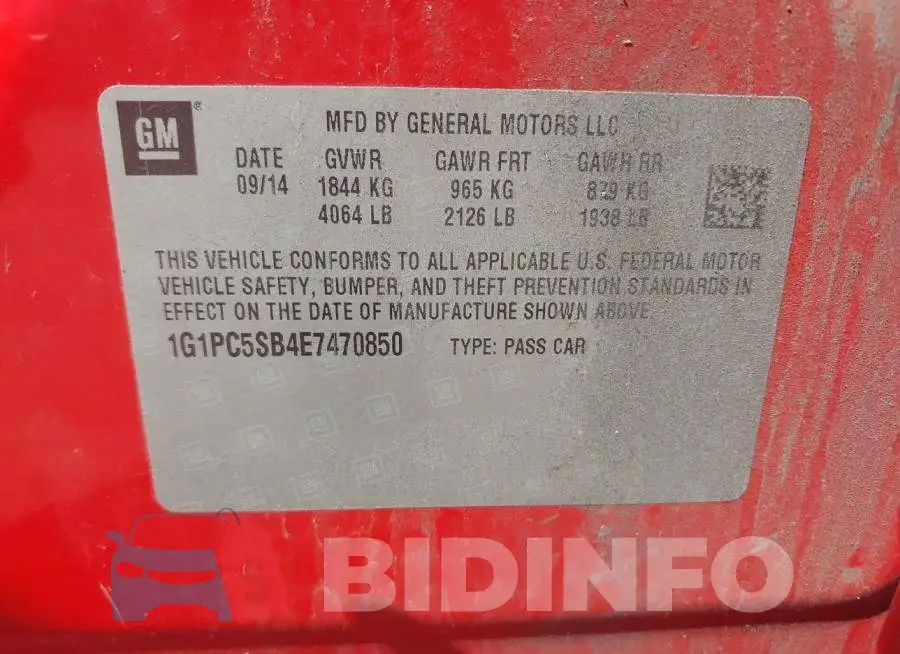 1G1PC5SB4E7470850 Photo# 9