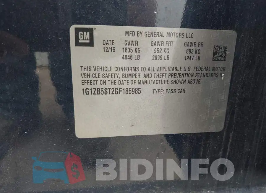 1G1ZB5ST2GF186985 Photo# 9