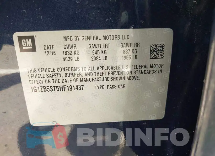 1G1ZB5ST5HF191437 Photo# 9