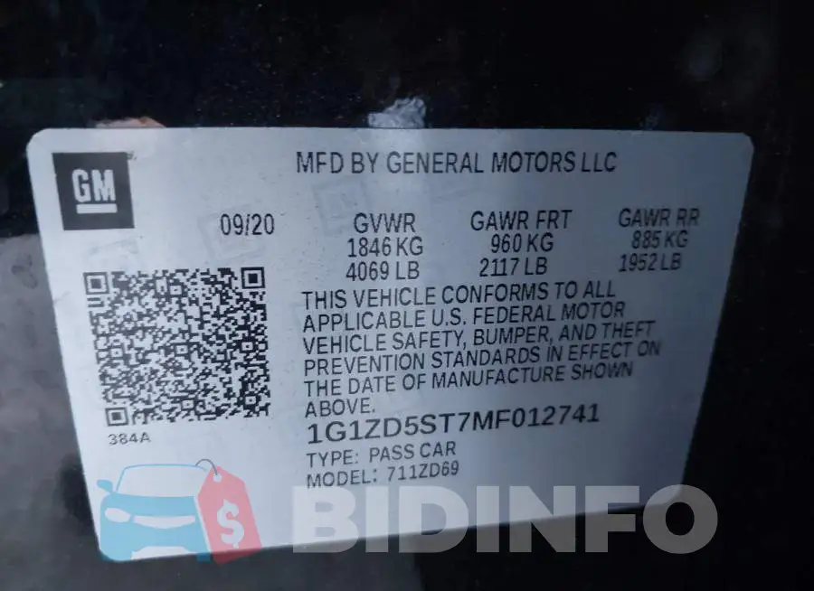 1G1ZD5ST7MF012741 Photo# 9