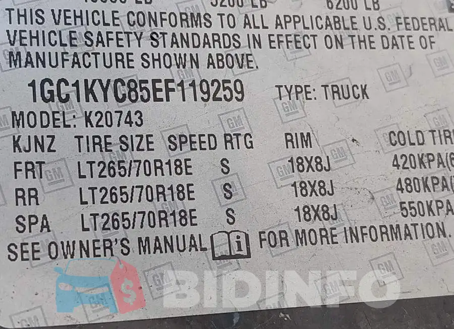 1GC1KYC85EF119259 Photo# 9
