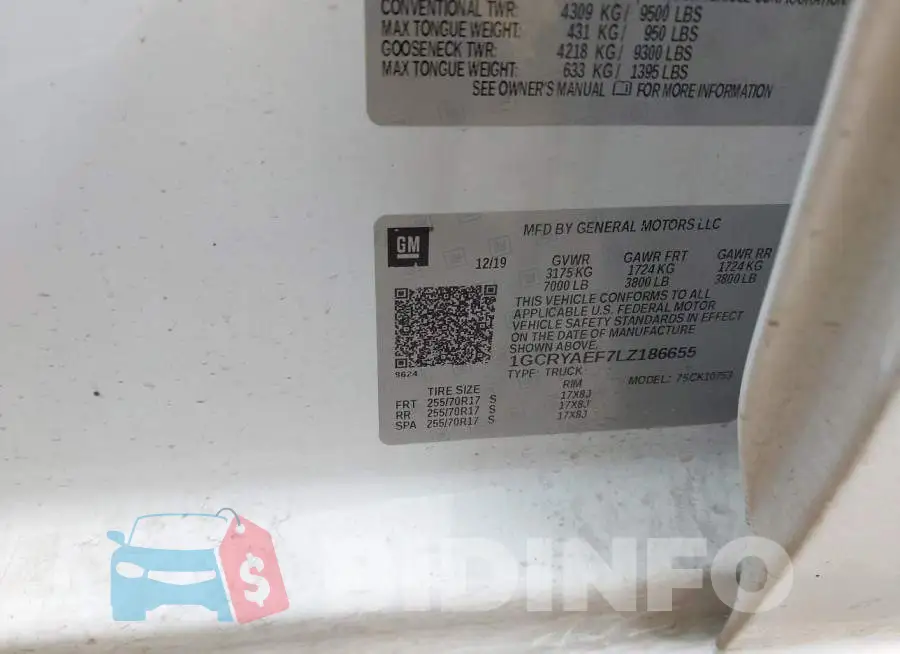 1GCRYAEF7LZ186655 Photo# 9