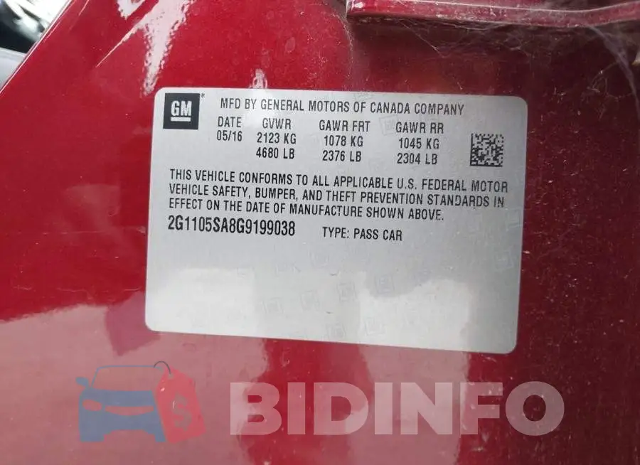 2G1105SA8G9199038 Photo# 9