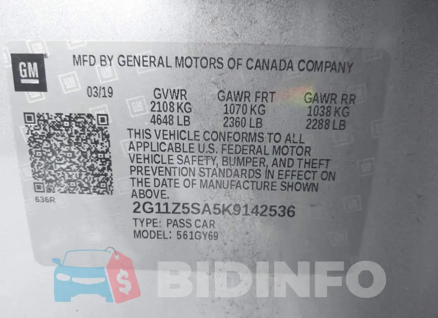 2G11Z5SA5K9142536 Photo# 9