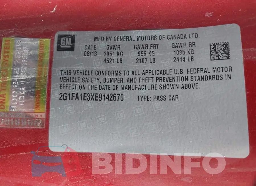 2G1FA1E3XE9142670 Photo# 9
