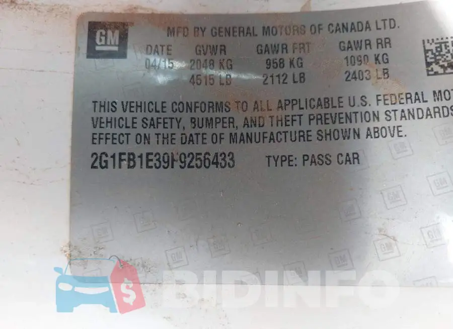 2G1FB1E39F9256433 Photo# 9