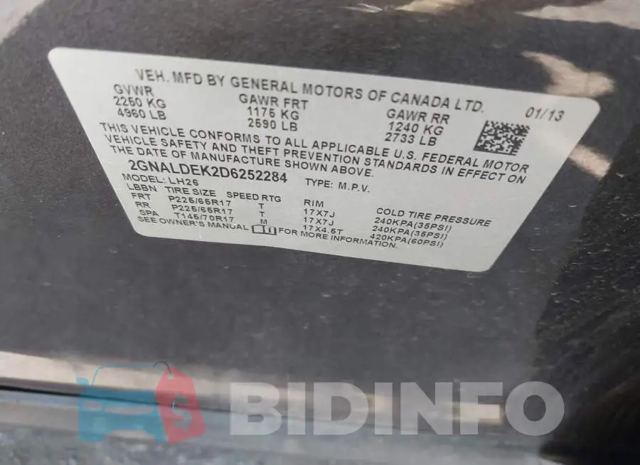 2GNALDEK2D6252284 Photo# 9