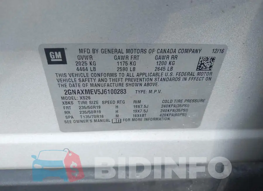 2GNAXMEV5J6100283 Photo# 9
