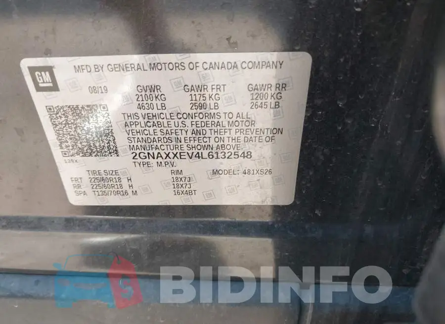 2GNAXXEV4L6132548 Photo# 9