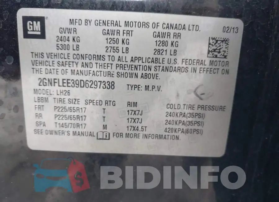 2GNFLEE39D6297338 Photo# 9