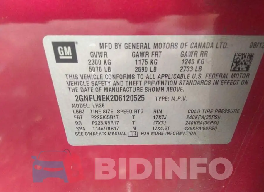 2GNFLNEK2D6120525 Photo# 9