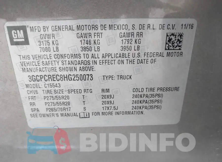 3GCPCREC8HG250073 Photo# 9