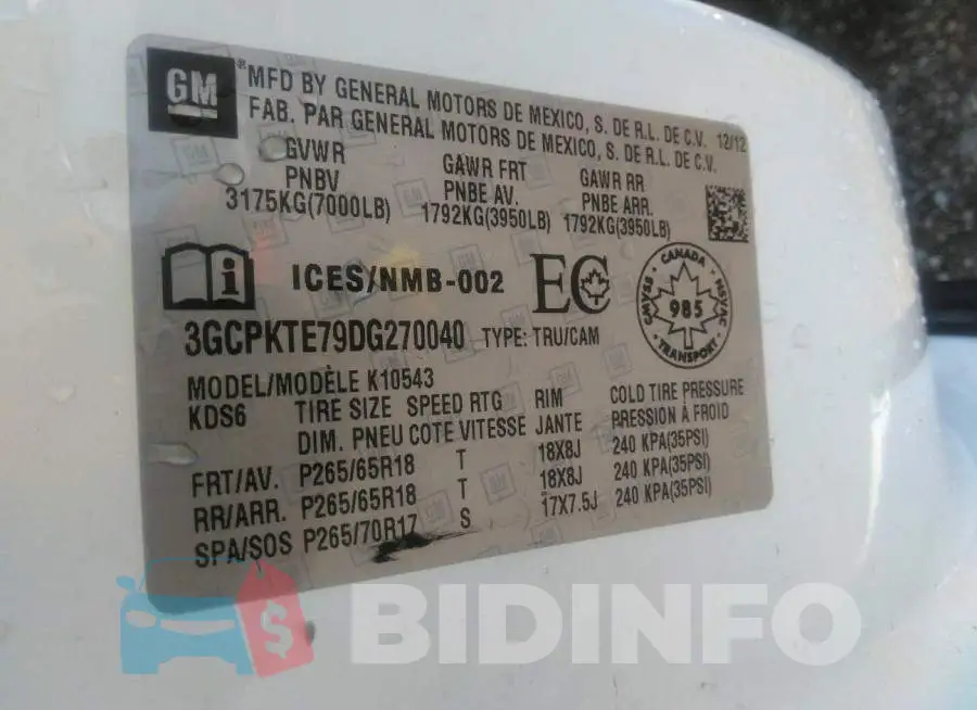 3GCPKTE79DG270040 Photo# 9
