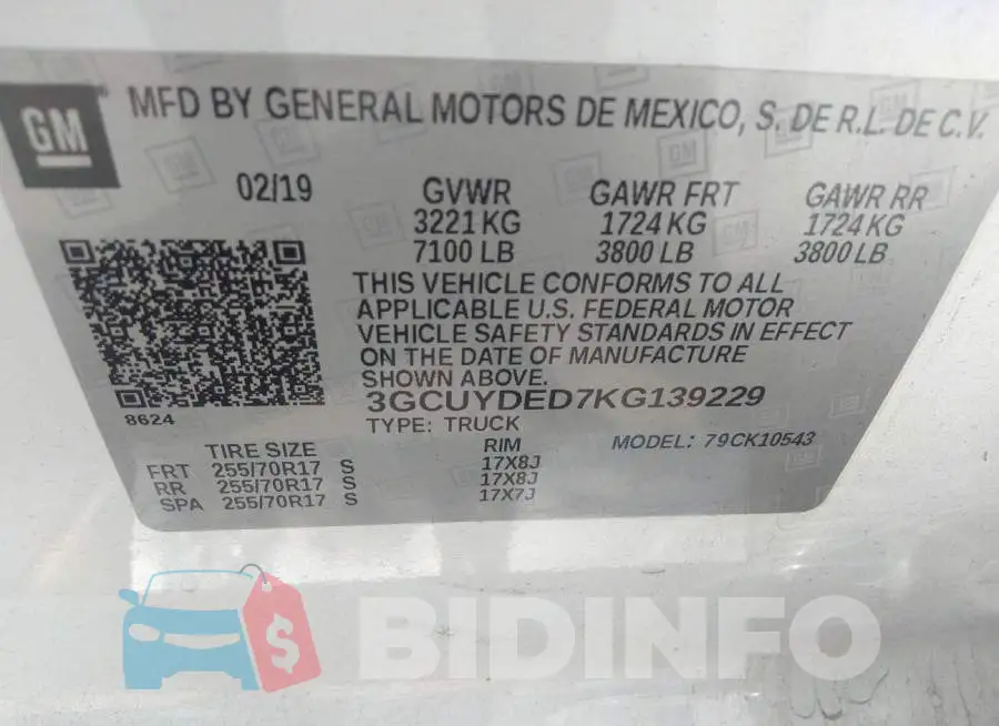 3GCUYDED7KG139229 Photo# 9