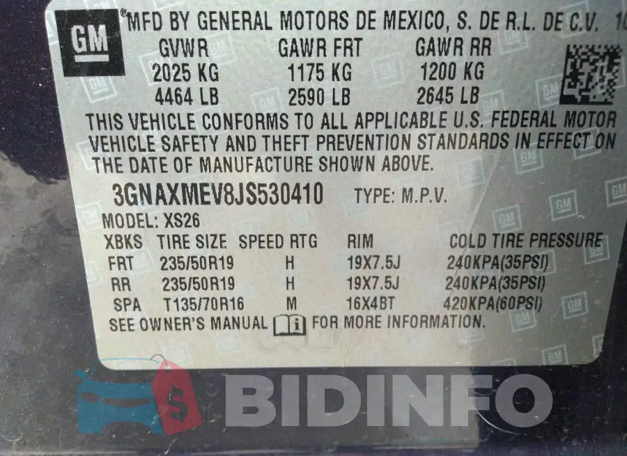 3GNAXMEV8JS530410 Photo# 9