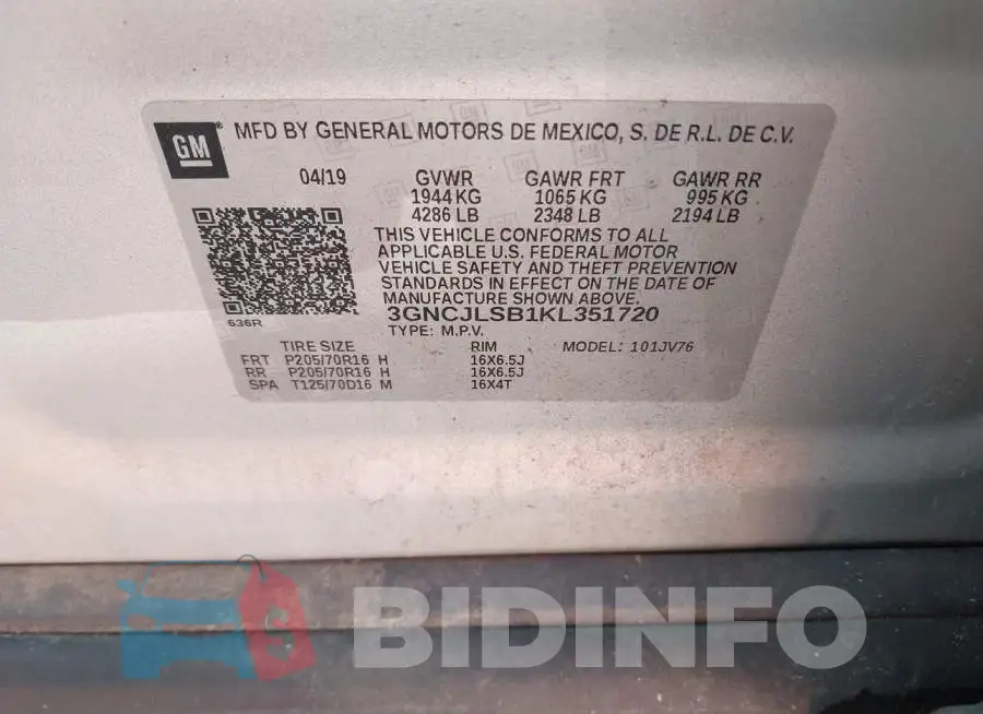 3GNCJLSB1KL351720 Photo# 9