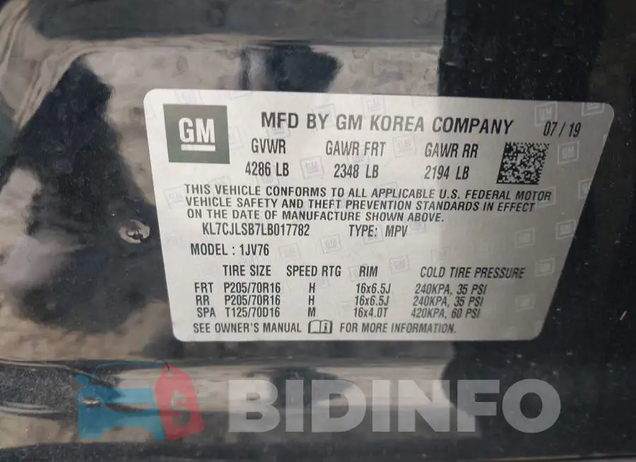 KL7CJLSB7LB017782 Photo# 9