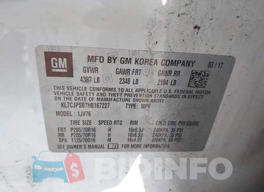 KL7CJPSB7HB167227 Photo# 9
