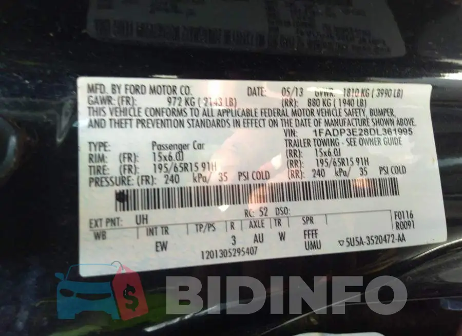 1FADP3E28DL361995 Photo# 9
