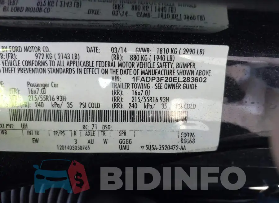 1FADP3F20EL283602 Photo# 9