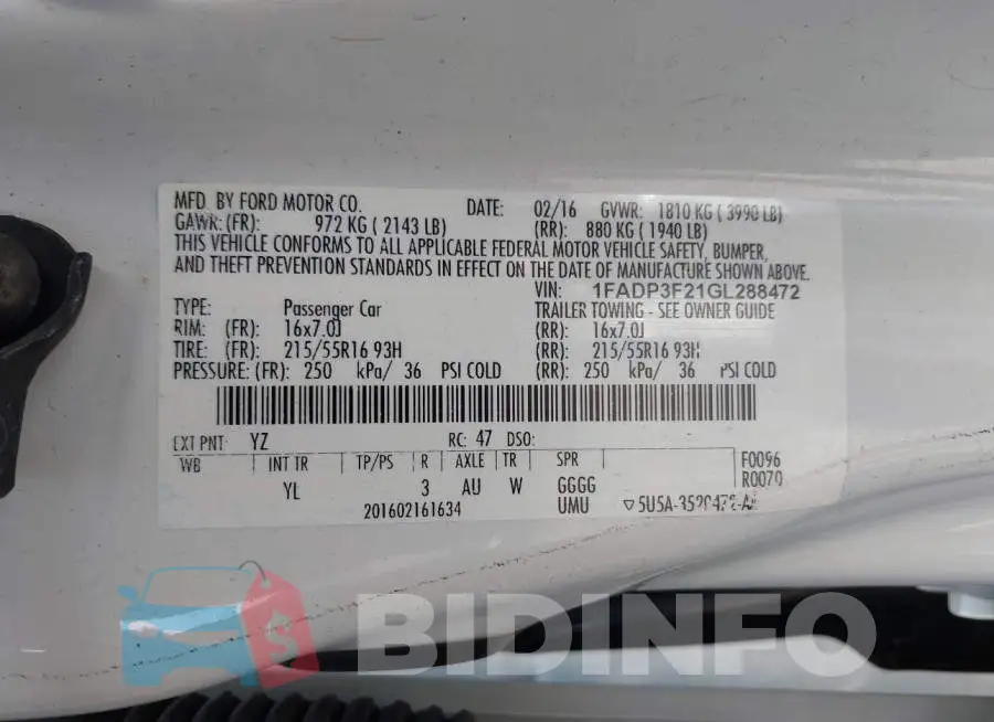 1FADP3F21GL288472 Photo# 9