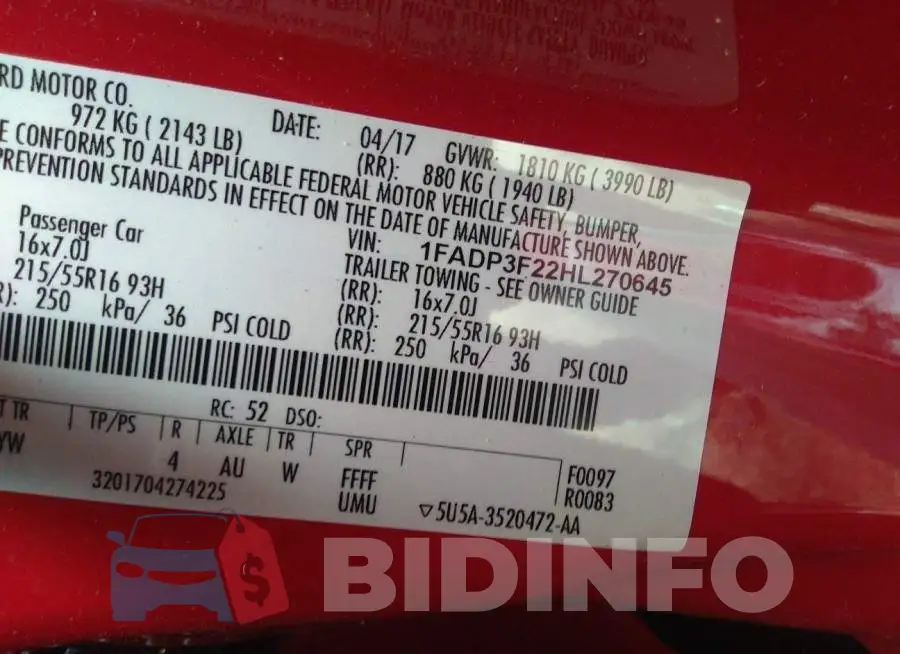 1FADP3F22HL270645 Photo# 9
