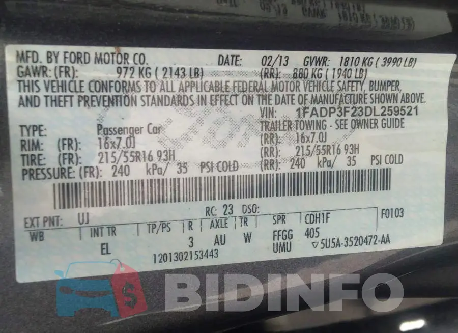 1FADP3F23DL259521 Photo# 9