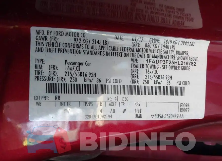 1FADP3F25HL218782 Photo# 9