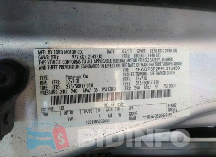 1FADP3F26FL313459 Photo# 9