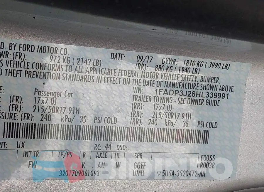 1FADP3J26HL339991 Photo# 9