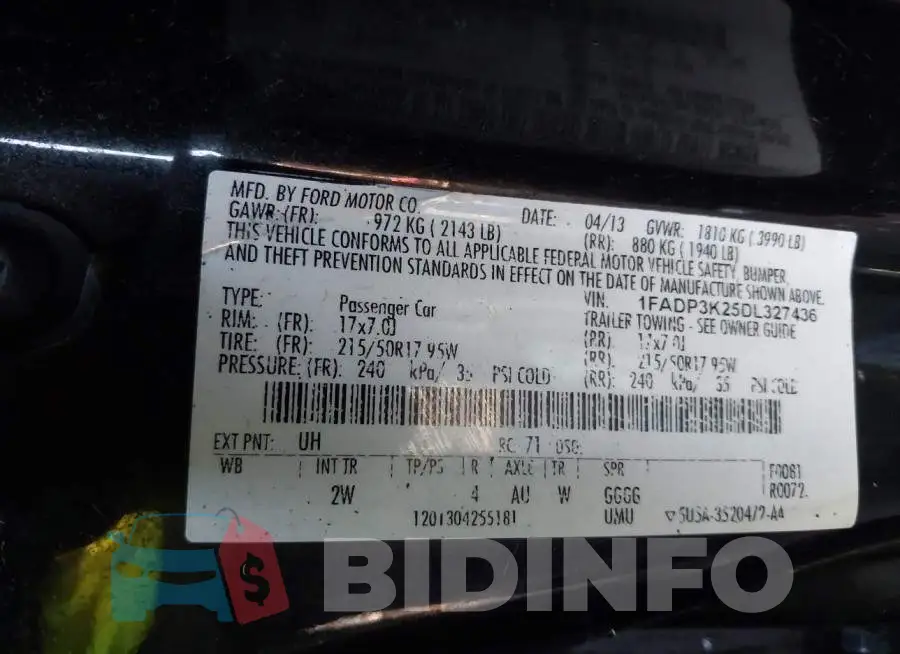 1FADP3K25DL327436 Photo# 9