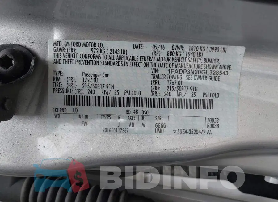 1FADP3N20GL328543 Photo# 9